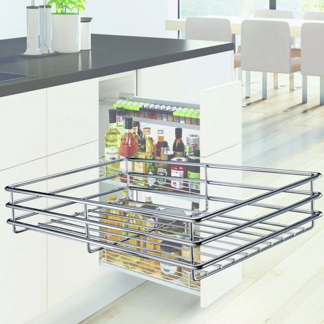 Kesseböhmer Einhängekorb 90° 110 x 470 x 75 mm für COMFORT Unterschrankauszug, silbergrau