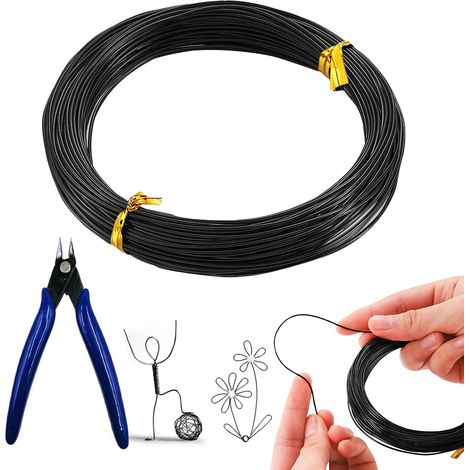 Fil Métallique, Fil Aluminium Noir 1mm50m, Livré Avec Pince Coupante (1/5)