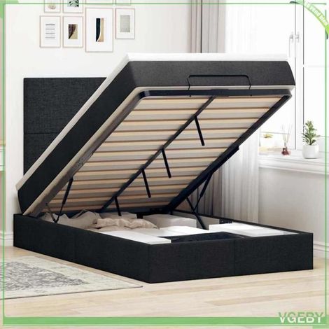Cadre de lit ottoman avec matelas - 3313915 - Noir - Couchage 120x200 cm - Rangement hydraulique (1/5)
