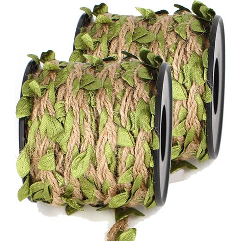 Ficelle De Jute - 5 Mm - 20 M - Avec Feuilles Vertes - Pour Jardinage Décoratif Loisirs Créatifs Et Emballage - 1 Rouleau (1/5)