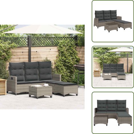 Cuscini sfoderabili - vidaXL Set Divani da Giardino 3 pz con Cuscini a L Grigio Polyrattan - Cuscini lavabili