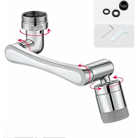 Estensione rubinetto multifunzionale girevole da 1440 gradi, accessorio filtro rubinetto, aeratore rubinetto da 1080° con due metodi di uscita dell'acqua per cucina bagno - argento