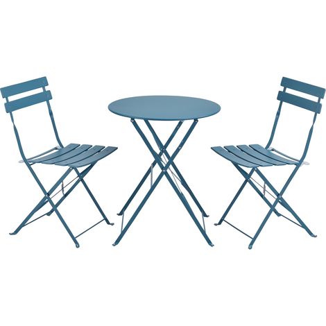 Caprile Garden Bistro Set Pieghevole in Acciaio Turchese 030006939