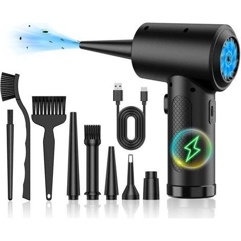 Souffleur à air comprimé, souffleur pour PC, plumeaux électriques puissants, plumeau à air comprimé, plumeau électrique pour PC, plumeau avec lumière LED pour le nettoyage du PC, maison XXW (1/4)