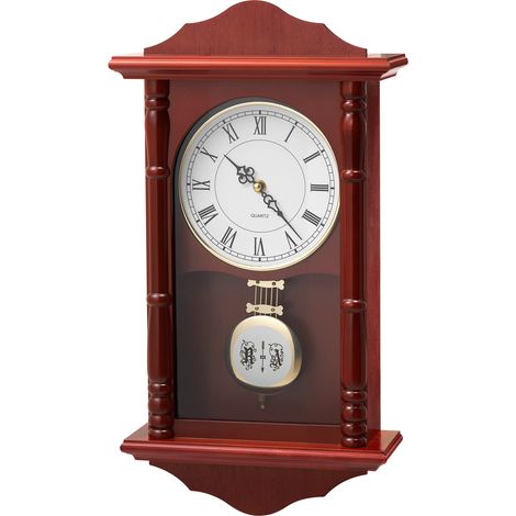 VEVOR Grandfather Clock, 18 in Classic Vintage Pendulum Clock, Pine Wood & MDF Wall Clocks with Quartz Movement and Quiet Design, for Living Room, Bedroom, Home Decor, and Gift (Cherry Tone Finish) (1/5)