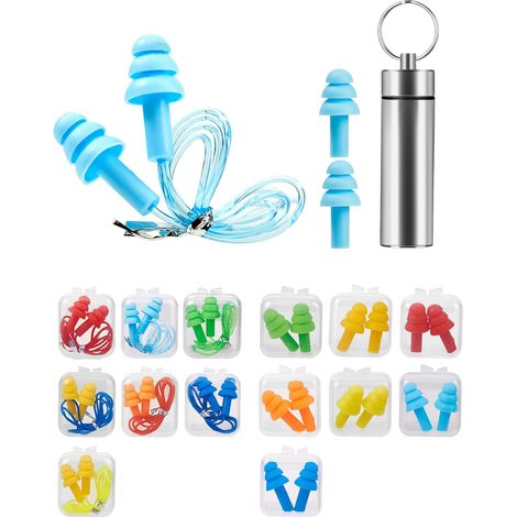 Bouchon Oreille Anti Bruit 14 Paires Bouchons d'oreille pour Sommeil Dormir Bouchons Oreilles Silicone SNR 31 dB avec 1 Boîte Acier Inoxydable (1/5)