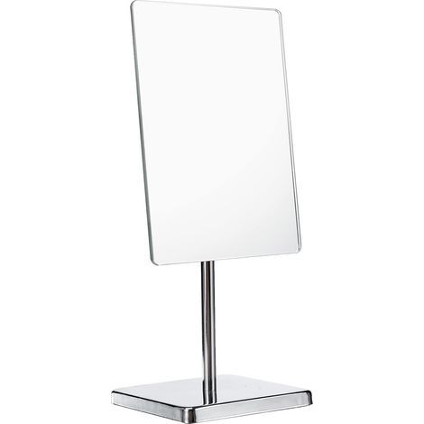Kosmetikspiegel, verchromter Fuß, rechteckiges Glas, verstellbarer Winkel, für Badezimmer (1/4)