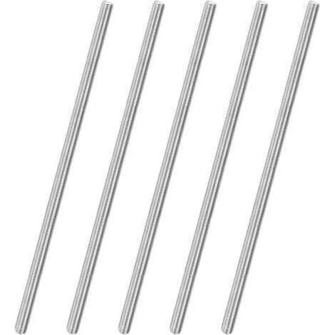 Tiges filetées complètes en acier inoxydable 304 – M10 × 300 mm, lot de 5 pièces, droites, pour fixations murales et meubles (1/5)