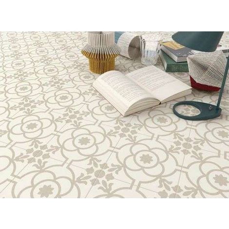 Aelle - Carrelage sol / mur effet ciment 20x20 cm SVENSKA BLOMKNOPP BONE - Vendu par boîte de 1 m² (1/3)