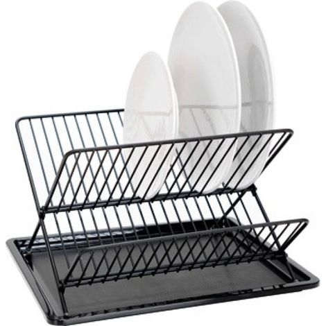 Escurreplatos plegable negro 36 x 32 x 21,5 cm duett