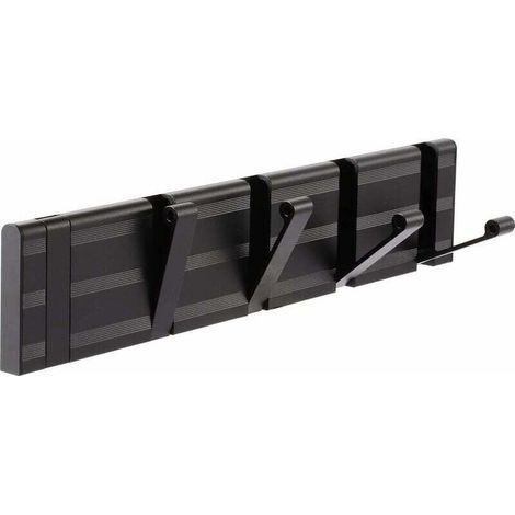 Folding Wall-Mounted Coat Rack, Black Heavy-Duty Wall Hook with 5 Hooks, Modern Metal Coat Rack for Bathroom, Bedroom, Hallway (1/5)