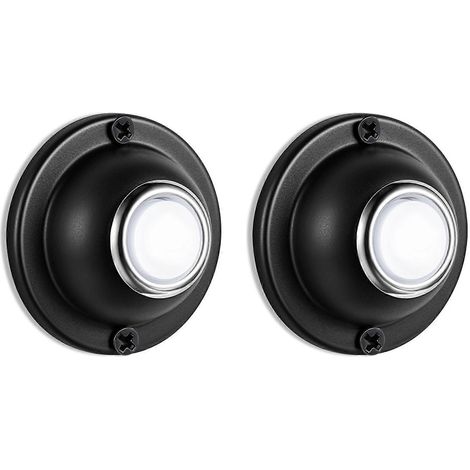 Lot de 2 boutons de sonnette ronds en métal, avec éclairage LED intégré, en fer massif. (1/4)