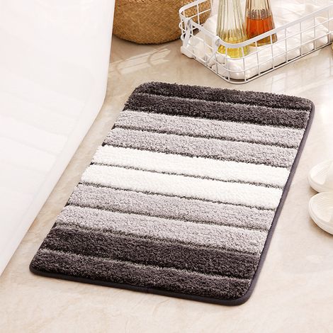 AGE Tapis de salle de bain Tapis de bain antidérapant Lavable en machine Tapis de bain absorbant en microfibre ultra doux Gris (1/4)
