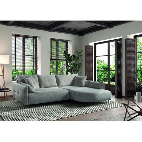 Canapé d'angle moderne en tissu gris clair Matilla (1/5)