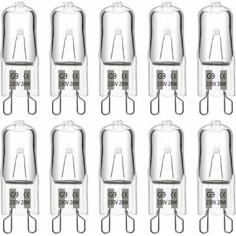 Ampoule halogène G9 28 W 230 V, 370 lm 2700 K blanc chaud à intensité variable, ampoules à capsule G9, pour lustres, éclairages de paysage, appliques murales, éclairage d'armoire, lot de 10 zhuoxuan (1/4)