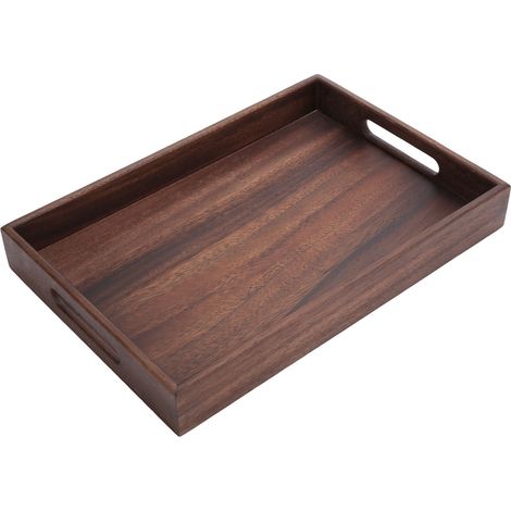 Rechteckiges, geriffeltes Serviertablett aus Holz für Frühstück, Tee, Kaffee, Obst und Snacks (1/5)