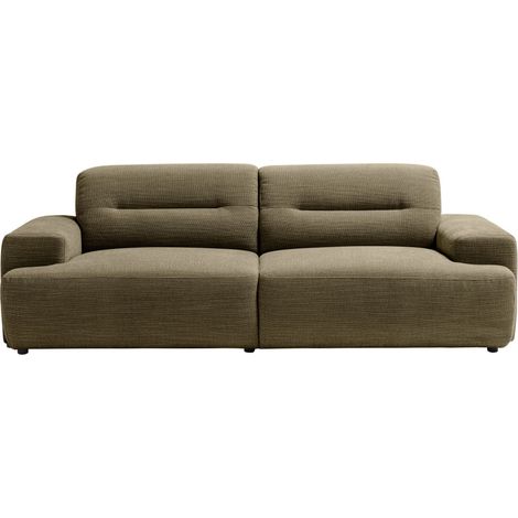 Canapé droit 4 places en tissu à accoudoirs larges - Vert kaki - Stune (1/5)