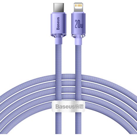 Baseus Crystal USB-C auf Lightning Kabel, 20W, PD, 2m (Lila) (1/5)