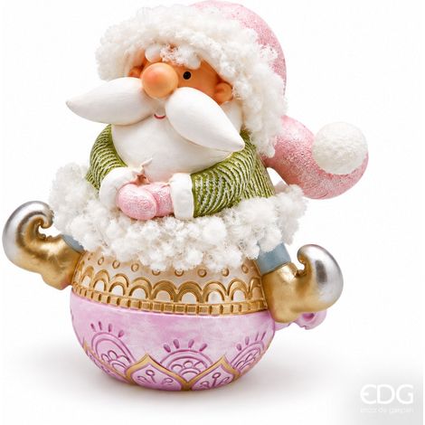 EDG Enzo De Gasperi Babbo Natale Decoro H 11 Cm Green Pink (1/3)
