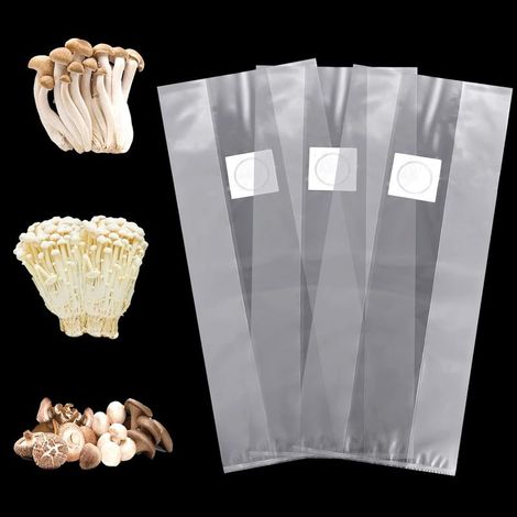 24 sacs de culture de champignons, sacs durables avec filtre, résistants aux déchirures et solides, pour champignons et céréales (32 x 50 cm) (1/5)
