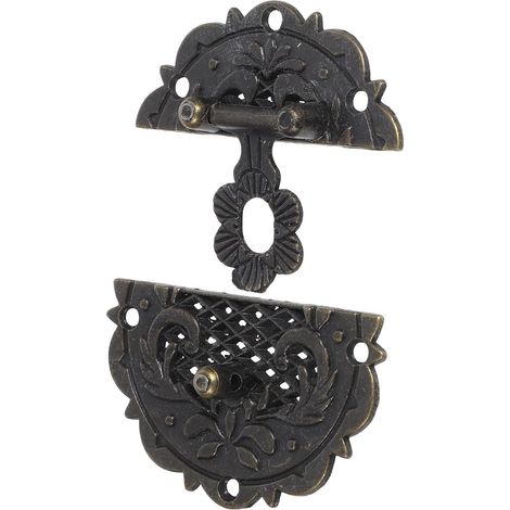 Fermoir vintage rond en alliage de zinc et bois pour boîte (1/5)
