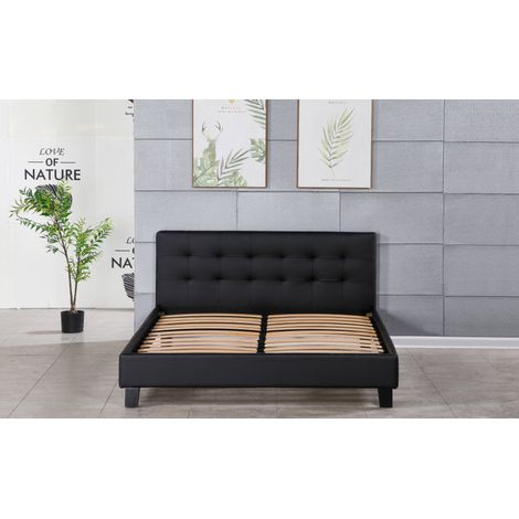 Letto completo - Set letto Frederic Nero 120x190 + Materasso Maxi bamboo - Letto + Rete + Materasso