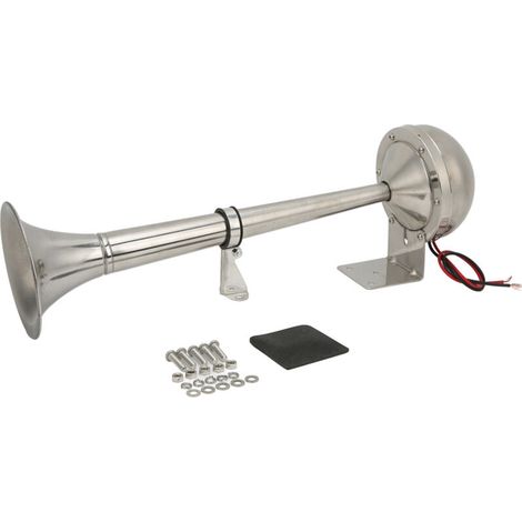 Jeffergarden Klaxon pneumatique universel à trompette unique puissante 328 dB 12 V 30 W VXH1112MAR‑C en acier inoxydable pour bateaux, camping-cars et yachts (1/5)