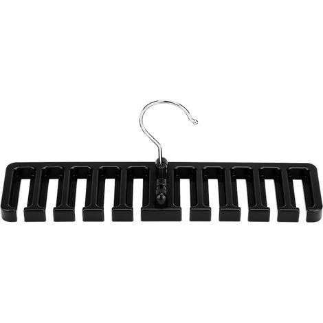 Organisateur de rangement pour cravates, ceintures et foulards, 10 emplacements, en plastique robuste, gain de place, noir. (1/5)