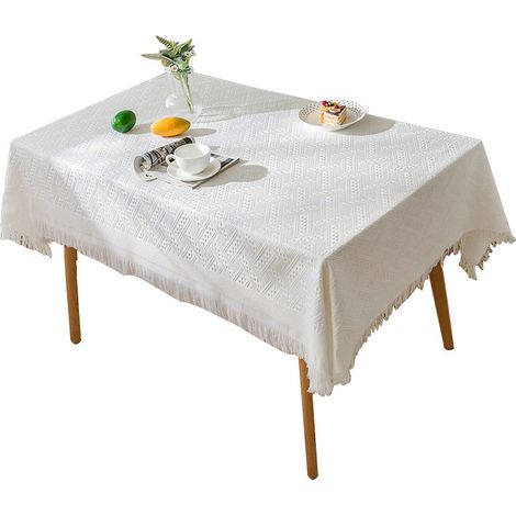 Nappe rectangulaire en coton et lin nordique, nappe à franges en dentelle, nappe de luxe photo, nappe ronde de célébrité d'internet, campi (1/5)