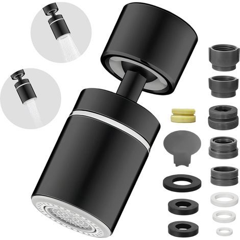x 360° Rotating Faucet Aerator, Dual Jet, Stainless Steel, M22 to M24 Adapter, Kitchen and Bathroom (1/5)