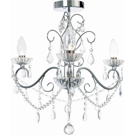 Forum Vela 3 Light Bathroom Ceiling Light Chrome, Clear IP44