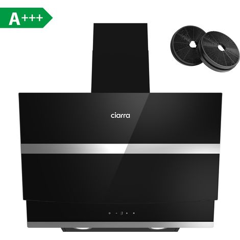 CIARRA 736NBK60 650 m3/h A+++ Kopffreie Dunstabzugshaube 60cm Kopffreihaube WIFI- APP Touch-Steuerung mit 2 Kohlefilter Abluft Umluft Schwarz