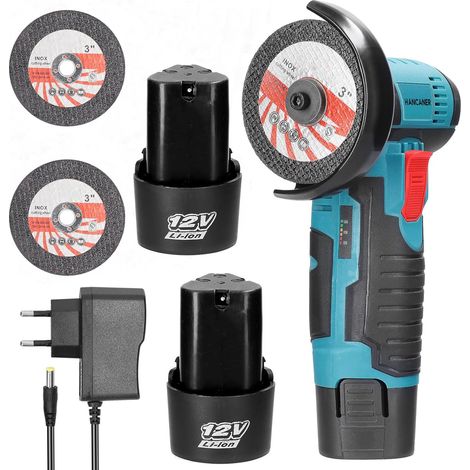 INNOPOWER Meuleuse d'angle Mini Disqueuse sans Fil 19500RPM avec 2 Disques de Coupe 76mm, 2 Batteries pour Meulage, Carrelage,Polissage, Découpe (1/5)