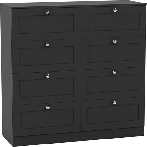 Altino 8 Drawer Wide Chest of Drawers Extra Large Bedroom Storage, Black