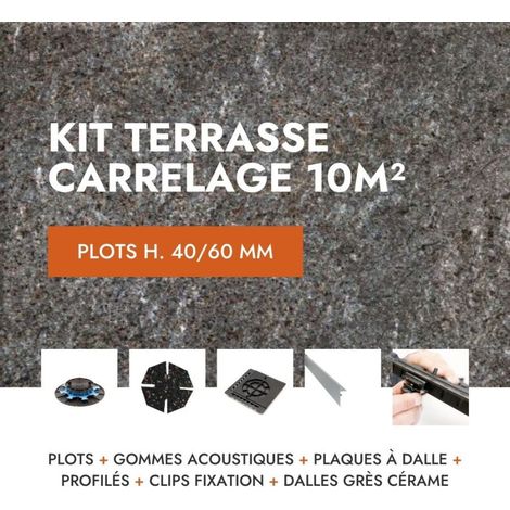 Kit de carrelage terrasse 10m² - Aspect pierre Quartziti 60x60 cm - Mirage - 40/60 mm (1/5)