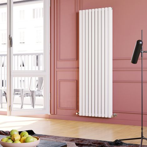 ELEGANT Vertical Column Designer Radiator Oval Double Panel Rad 1800 x 590mm White (1/5)