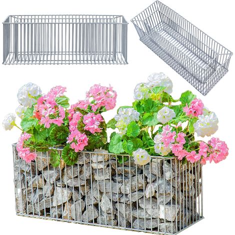 KADAX Gabionen-Pflanzkorb, Gabione, rechteckiger, Garten, Terrasse, 98 x 33 cm