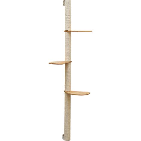170 cm Rascador de Pared con 3 Plataformas - Árbol para Gatos - Columna de Sisal (1/5)
