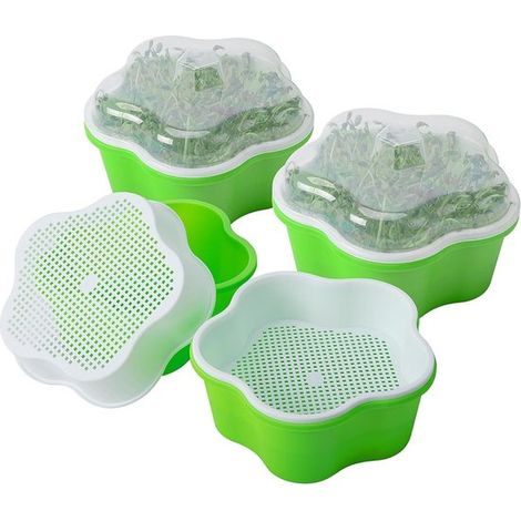Bandejas de germinación con tapa - Bandejas de cultivo hidropónico - 4 piezas - 16 cm (1/5)