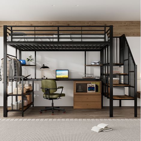Letto a soppalco 120x200 con scala laterale OKMYHOME (1/5)