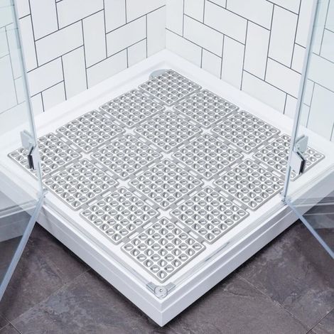 Tappetino doccia antiscivolo quadrato 60x60 cm con potenti ventose, in TPE resistente alla muffa, senza BPA e lattice, lavabile in lavatrice (1/5)