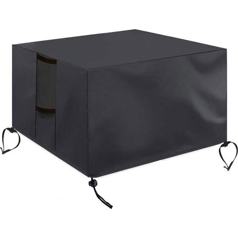 Housse de Protection pour Carré, Premium Bâche de Protection Réutilisable Imperméable Couverture pour Housse pour Foyer Extérieur avec Cordon de Serrage (92x92x61cm, Noir)