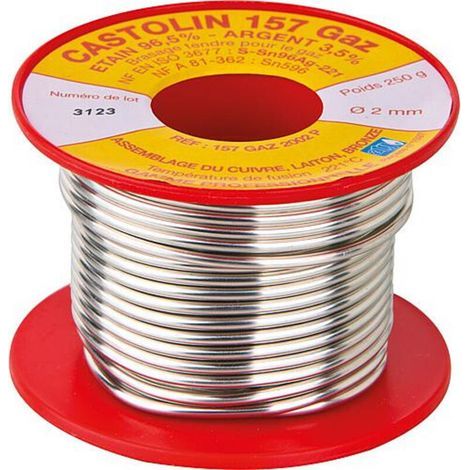 Fil De Soudure Sans Plomb - Étain 96.5 % Argent 3.5 % - Point De Fusion 221 °C - Diamètre 2 mm - Pour Tuyaux En Cuivre Laiton Bronze - 250 G (1/5)