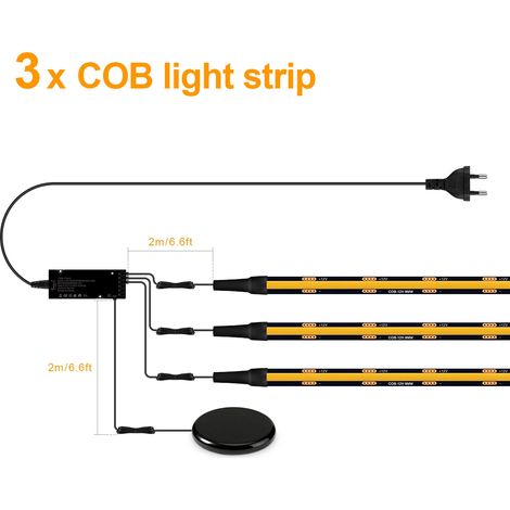 (3 bandes, lumière naturelle, 1 m) Panneau mural décoratif à grille intégrée, insonorisant, bandes lumineuses LED COB, 12 V (1/5)