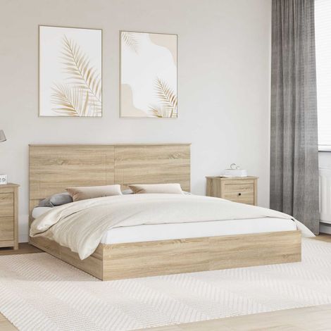 vidaXL Aufbewahrungsbett Sonoma-Eiche 180 x 200 cm Holzwerkstoff (1/5)