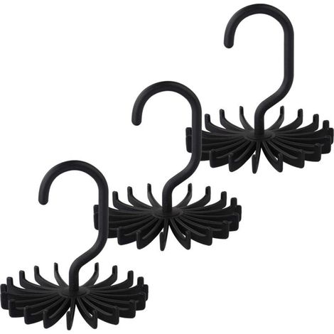 Lot de 3 porte-cravates pour placard, organisateur de placard, crochet pour cintre de cravate, support pour bandeau (noir) (1/4)