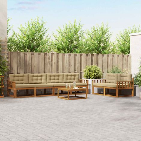 vidaXL Outdoor-Sofagarnitur mit Kissen 7 pcs Natur und Beige (1/5)