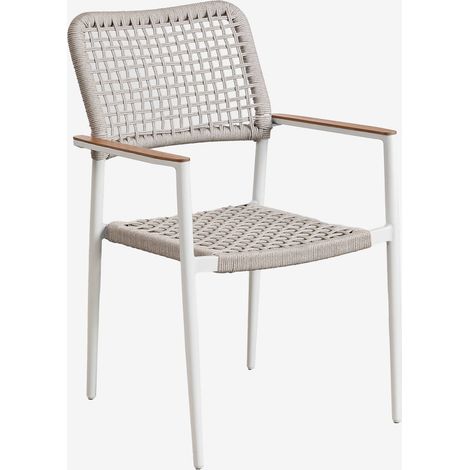 Sedia da giardino impilabile con braccioli in alluminio e corda intrecciata Nediam SKLUM            