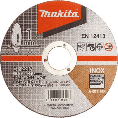 Disco de corte MAKITA acero inoxidable 115x1x22,23 mm B-12217