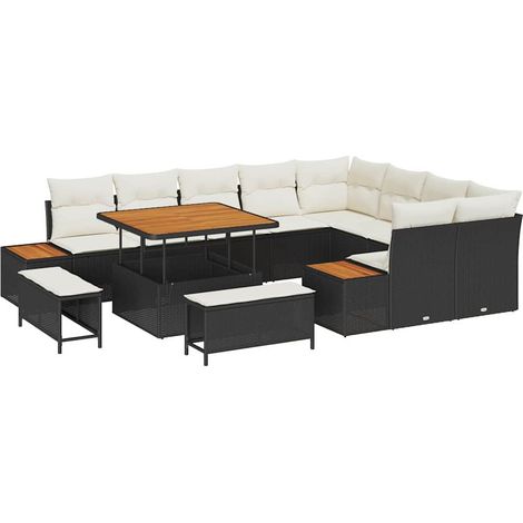 Maison Exclusive - Set Divano da Giardino con cuscino 12 pcs Nero Poly Rattan (1/5)